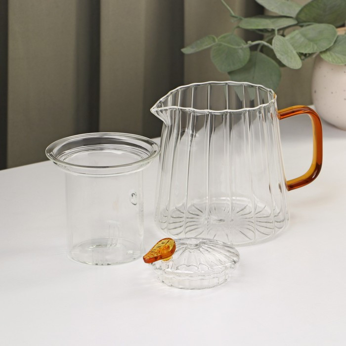 Набор чайный «Блаженство», 2 предмета: стеклянный чайник 600 мл, 11×12,5 см, подставка 12×6,5 см - фото 4 - id-p201691794