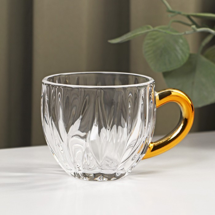 Набор чайный из стекла «Диана в золотом», 3 предмета: чайник 550 м, 2 кружки 150 мл - фото 2 - id-p201691796