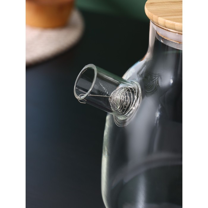 Чайник стеклянный заварочный с бамбуковой крышкой и металлическим фильтром BellaTenero «Эко», 1,2 л - фото 3 - id-p201691685