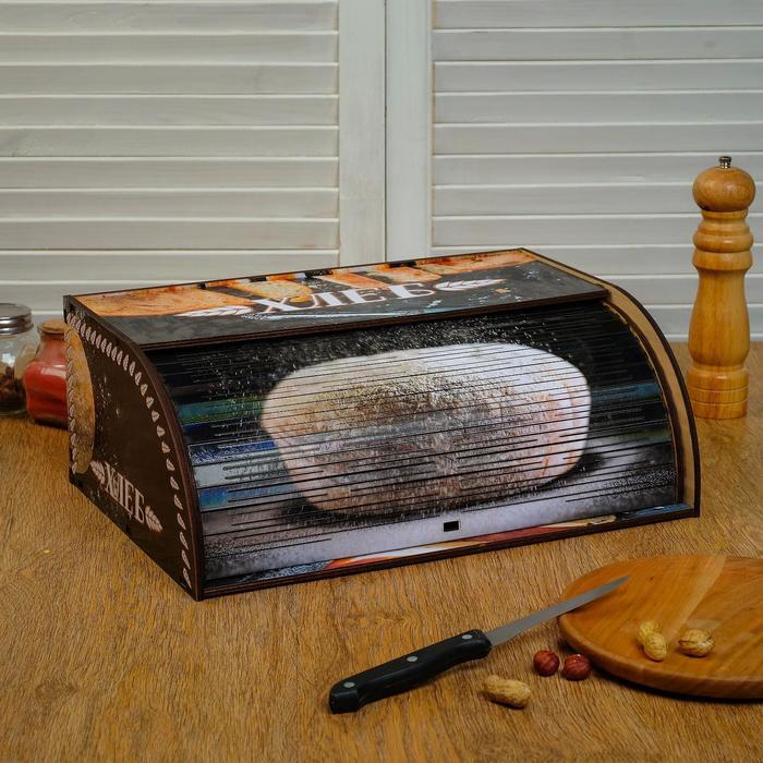 Хлебница деревянная "Батон, нарезка", цветная, 38х26х14 см - фото 1 - id-p201691937