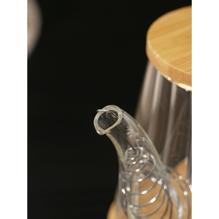 Чайник стеклянный заварочный с бамбуковой крышкой и металлическим фильтром BellaTenero «Эко», 550 мл, - фото 5 - id-p201691689