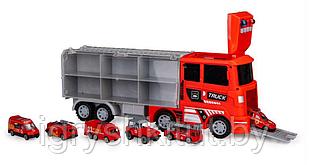 Набор машинок "Трейлер: пожарные", 41х16х11 см, 6 машинок, кейс