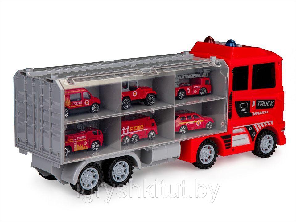 Набор машинок "Трейлер: пожарные", 41х16х11 см, 6 машинок, кейс - фото 5 - id-p201725470
