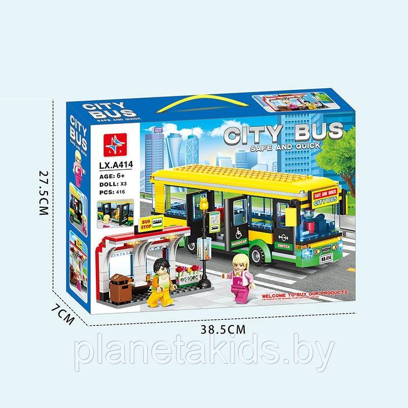 Конструктор Автобусная остановка, автобус с пассажирами, 416 дет, a414 аналог Лего Сити 60154