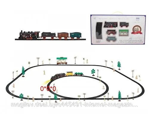 Детская железная Дорога длина 635 см, 106 предметов, свет, звук 1219B-10