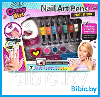 Детская косметика набор для ногтей, детский маникюрный набор Nail Art Pens с сушкой ноготки, декоративная