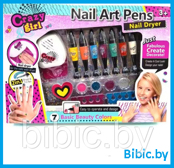 Детская косметика набор для ногтей, детский маникюрный набор Nail Art Pens с сушкой ноготки, декоративная - фото 1 - id-p201737524