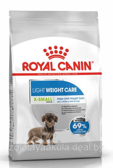 Корм ROYAL CANIN X-Small Light Weight 1.5кг для взрослых собак миниатюрных пород - фото 1 - id-p201738389
