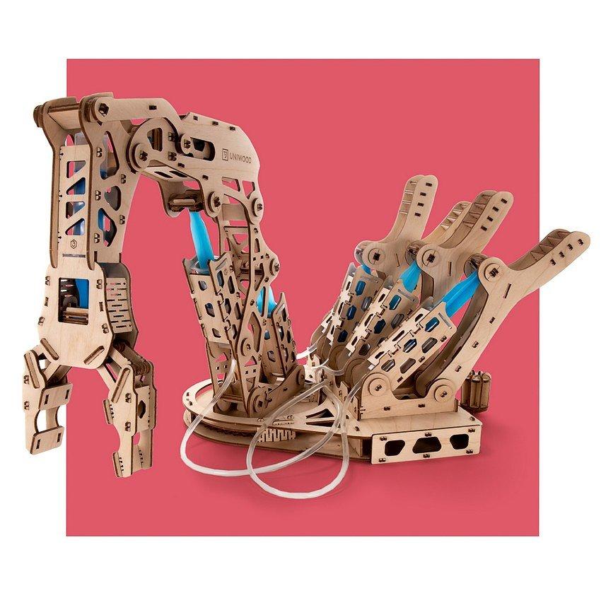 Деревянный конструктор (сборка без клея) Гидравлическая рука UNIMO UNIWOOD - фото 4 - id-p201742016