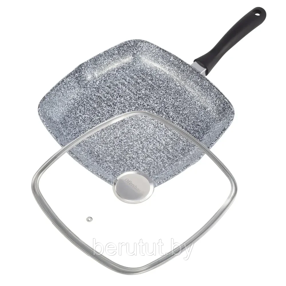 Сковорода-гриль квадратная с крышкой 28 см мраморное покрытие Ofenbach - фото 1 - id-p201749774