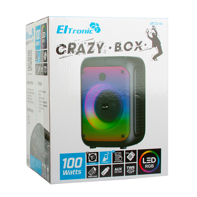 Портативная беспроводная bluetooth колонка Eltronic CRAZY BOX 100 арт. 20-44 с LED-подсветкой и RGB - фото 5 - id-p201743287