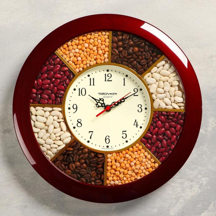 Часы настенные, серия: Кухня, "Специи", d-29 см, бордовый обод - фото 1 - id-p201746450
