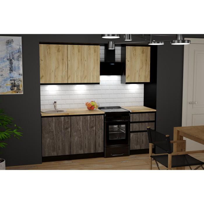 Кухонный гарнитур Адажио стандарт 1600х600 Дуб золотой,бетон темный/Венге - фото 1 - id-p201748358