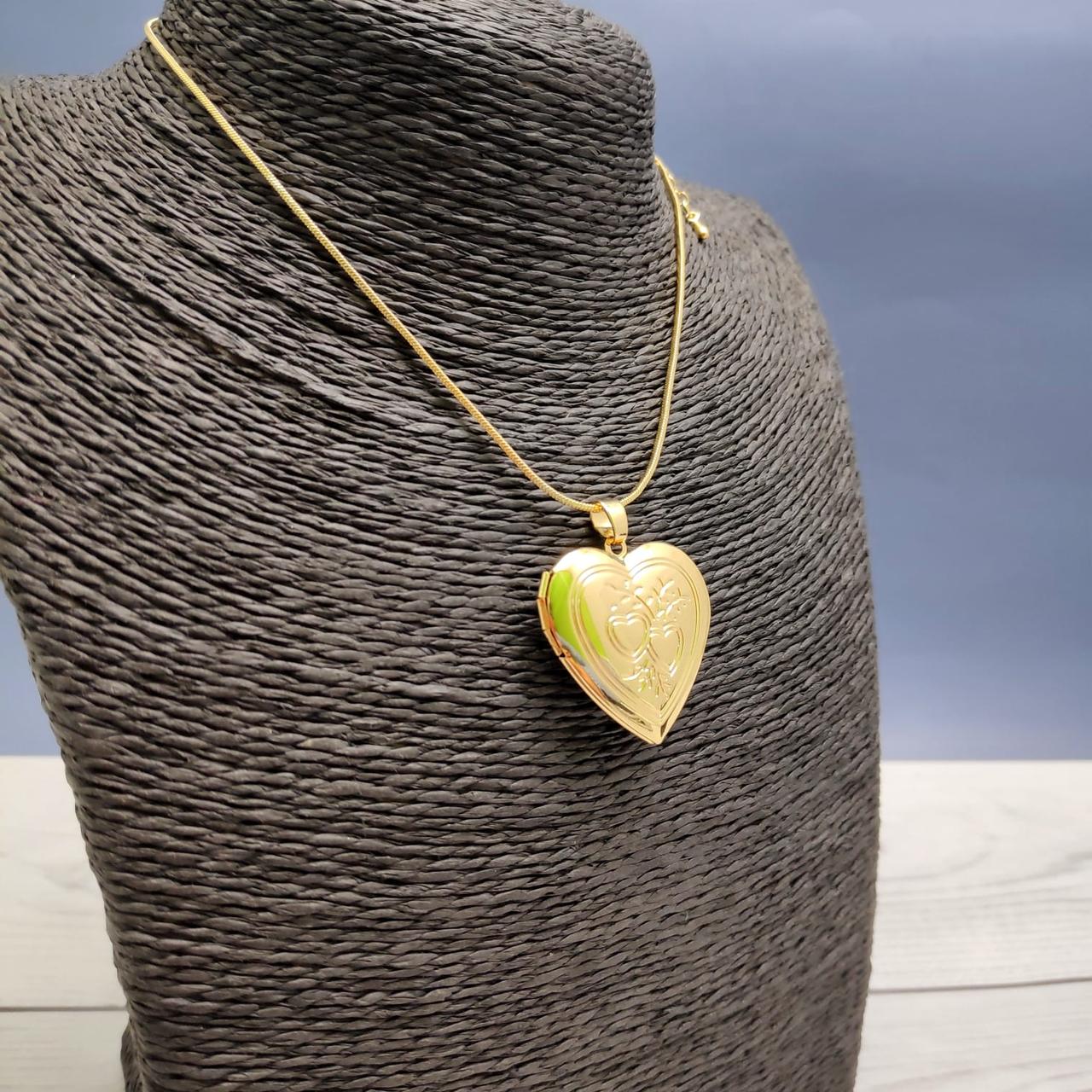 Кулон-тайник Сердце на цепочке Два сердца в золоте - фото 1 - id-p201742770