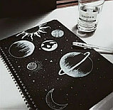 Скетчбук блокнот "Sketchbook" для рисования + белая ручка (А5, плотные листы, чёрная бумага, спираль, 40, фото 2