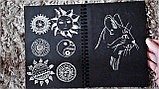 Скетчбук блокнот "Sketchbook" для рисования + белая ручка (А5, плотные листы, чёрная бумага, спираль, 40, фото 3