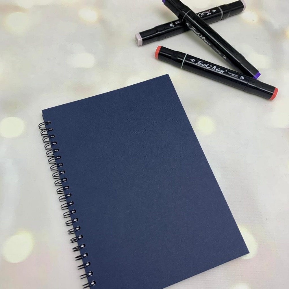 Скетчбук блокнот "Sketchbook" с плотными листами для рисования (А5, белая бумага, спираль, 40 листов), синий - фото 5 - id-p201742864