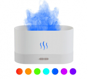 Аромадиффузор - ночник с эффектом пламени Flame Humidifier SL-168  Белый Матовый/Цветное пламя