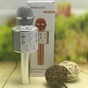 Беспроводной Bluetooth микрофон WS-858 (CT007) Серебро - фото 1 - id-p132030206