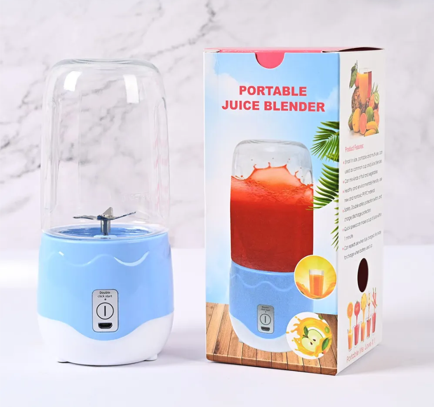 Портативный мини блендер для смузи и коктейлей Portable Juice Blender DM-888 ( емкость 400 ml) Голубой - фото 6 - id-p201781360
