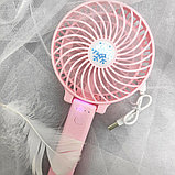 Портативный USB-вентилятор - мини Handy Fan Mini с фонариком /  аккумуляторный / переносной Розовый, фото 6