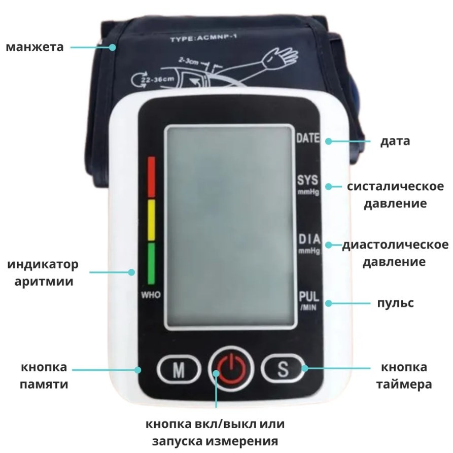 Автоматический электронный тонометр Electronic Blood pressure monitor X180 - фото 10 - id-p201781377