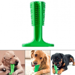Зубная силиконовая щетка игрушка массажер для чистки зубов мелких пород собак Pet Toothbrush Зеленый - фото 1 - id-p152660438