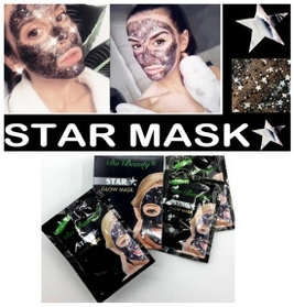 Маска для лица Do beauty Star glow mask, упаковка 10 масок по 18 гр. С черным глиттером (глубокое очищение и