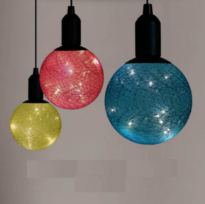 Лампа - светильник (ночник) Хлопковый шар подвесная декоративная, диаметр шара 20 см. Синий - фото 1 - id-p137334690