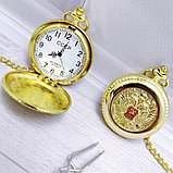 Карманные часы на цепочке Герб Золото / Белый циферблат, фото 2