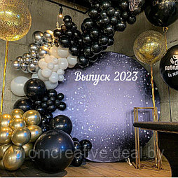 Фотозона на выпускной 2024. Круг с баннером и лавиной шаров.