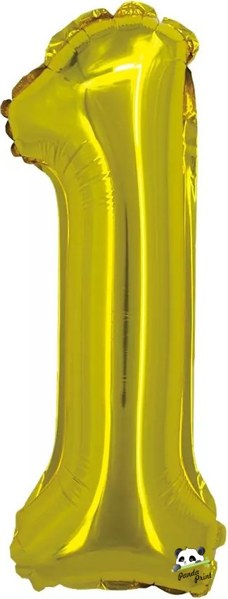 Шар с клапаном (16"/41 см) Мини-цифра, 1, золото - фото 1 - id-p201796172