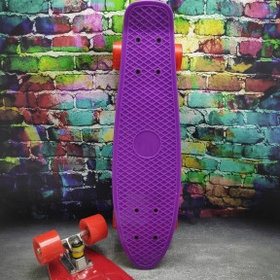 Скейтборд Пенни Борд (Penny Board) однотонный, матовые колеса 2 дюйма (цвет микс), до 60 кг.  Фиолетовый