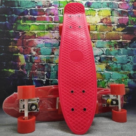 Скейтборд Пенни Борд (Penny Board) однотонный, матовые колеса 2 дюйма (цвет микс), до 60 кг.  Красный