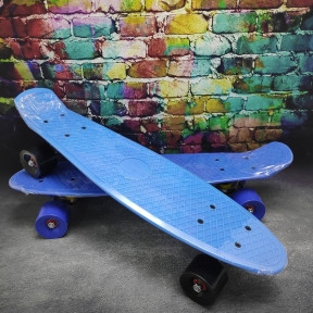 Скейтборд Пенни Борд (Penny Board) однотонный, матовые колеса 2 дюйма (цвет микс), до 60 кг. Голубой - фото 1 - id-p148114214