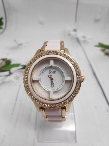 Часы наручные женские Dior 6118 G (со стразами) Белые
