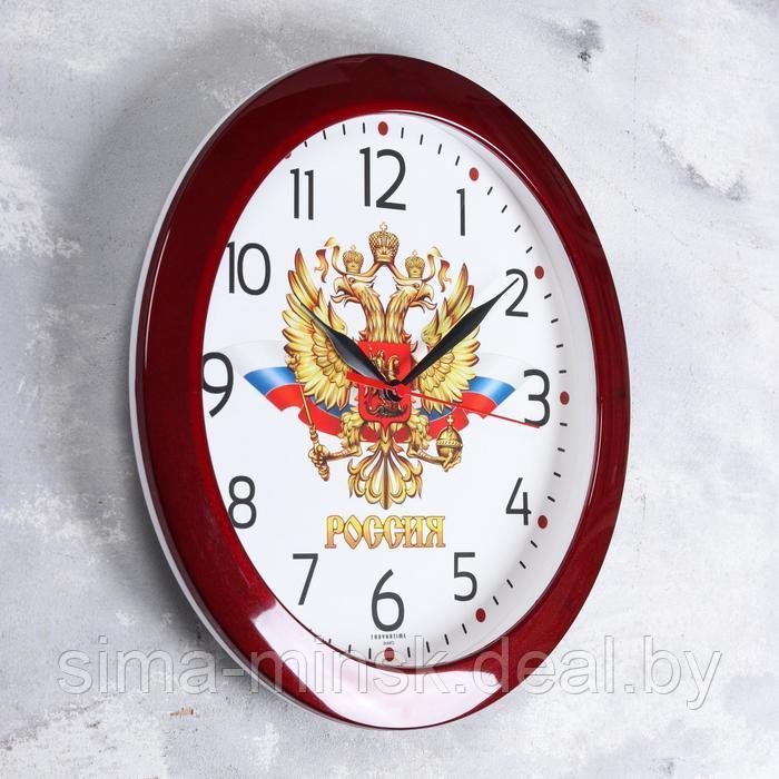 Часы настенные "Герб", дискретный ход, d-29 см, бордовый обод - фото 2 - id-p201800362