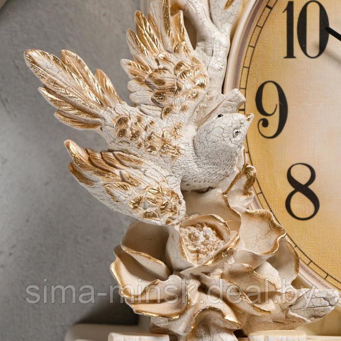Часы настенные, серия: Маятник, "Замок с птицами", плавный ход, 63 х 8 х 32 см, белые - фото 4 - id-p201800371