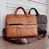Стильная сумка - портфель для документов Jeep Buluo n.8012 Светло-коричневая, фото 4