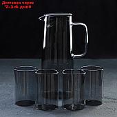 Набор питьевой Magistro "Дарк", 5 предметов: кувшин 1,35 л, 4 стакана 320 мл, цвет тёмно-серый