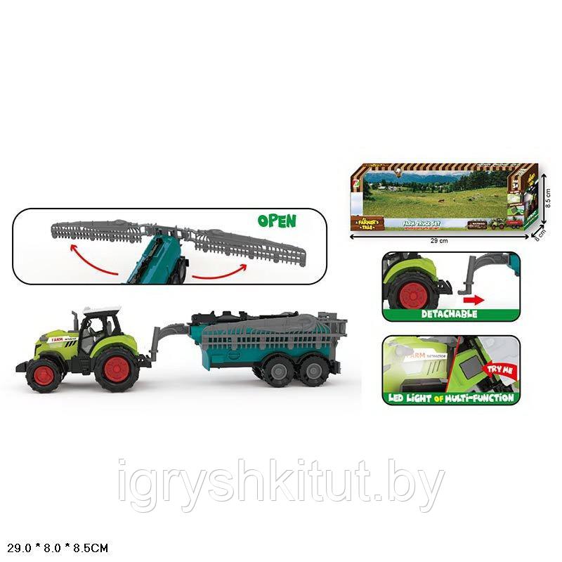 Игрушечный трактор с сельскохозяйственным прицепом