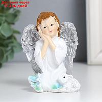 Сувенир полистоун "Девочка ангел с кроликом и цветами" 6х6,5х8,5 см