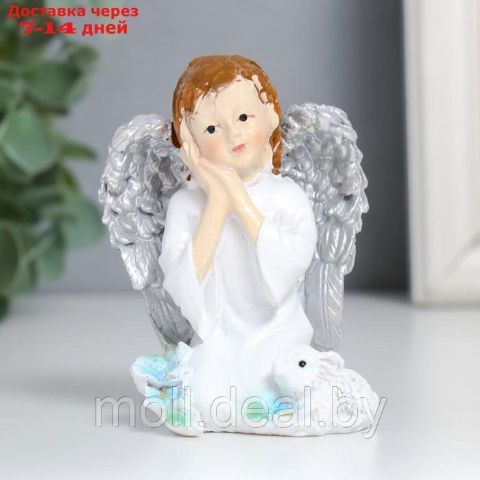Сувенир полистоун "Девочка ангел с кроликом и цветами" 6х6,5х8,5 см - фото 1 - id-p201773847