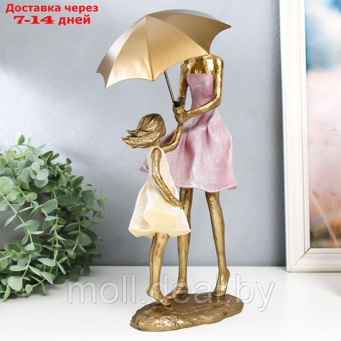 Сувенир полистоун "Мама с дочкой под зонтом на ветру" 12,5х16,5х33 см - фото 2 - id-p201773903