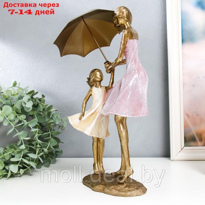 Сувенир полистоун "Мама с дочкой под зонтом на ветру" 12,5х16,5х33 см - фото 3 - id-p201773903