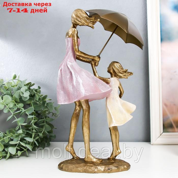 Сувенир полистоун "Мама с дочкой под зонтом на ветру" 12,5х16,5х33 см - фото 4 - id-p201773903