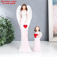 Сувенир полистоун "Ангелы - мама и дочь" набор 2 шт 4,5х5х14 см 7х9х25,5 см