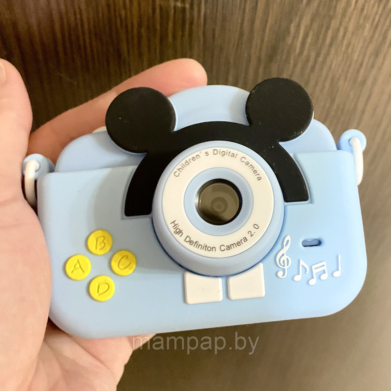 Детский цифровой фотоаппарат Микки Маус (голубой) с селфи-камерой и играми - фото 1 - id-p201806205