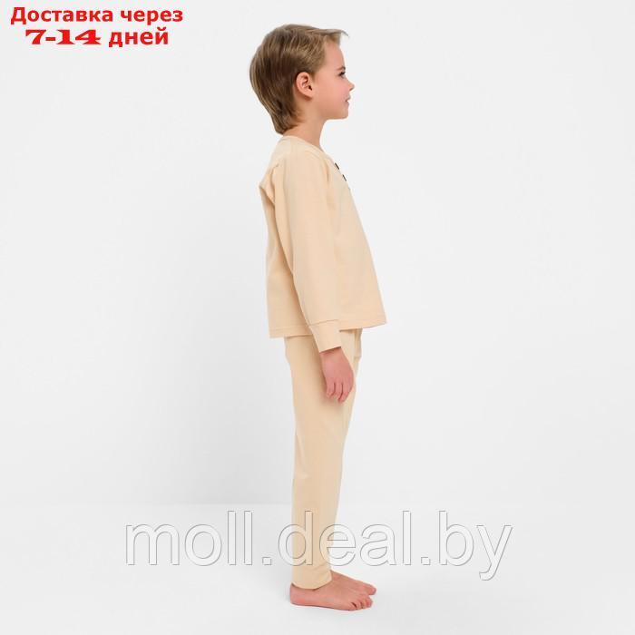 Пижама для мальчика (лонгслив, брюки) MINAKU цвет бежевый, рост 110 - фото 3 - id-p201774080