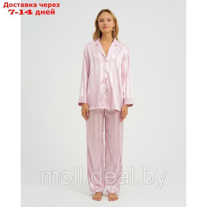 Пижама женская (рубашка, брюки) KAFTAN "Полоска", пудровый, р.40-42 - фото 2 - id-p201775252